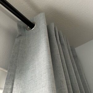 Curtain panels- greyish green linen